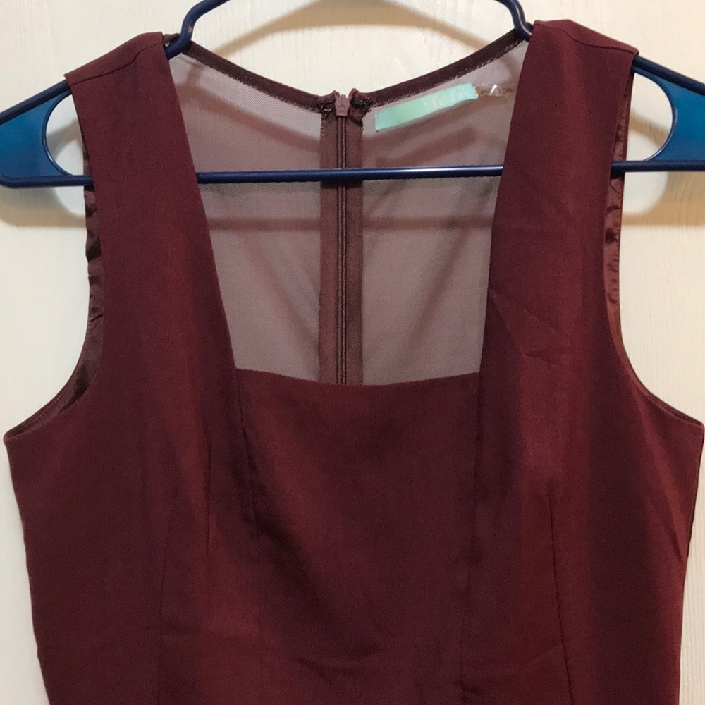 Lulus peplum style dress, maroon, size Small.